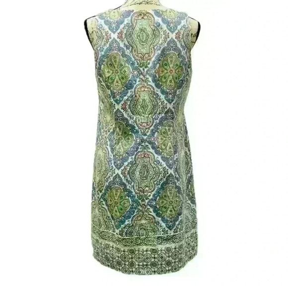 London Times Size 10 Sleeveless Midi Dress with Floral Designs - Picture 2 of 10